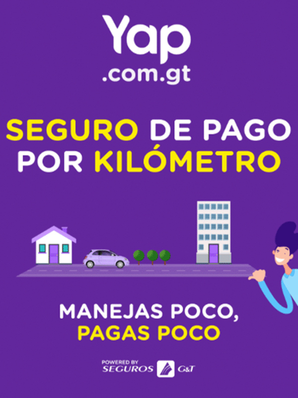 YAP KV campaign "pay-per-kilometer insurance" with brand illustrations