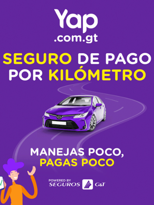 YAP KV campaign "pay-per-kilometer insurance" with brand illustrations