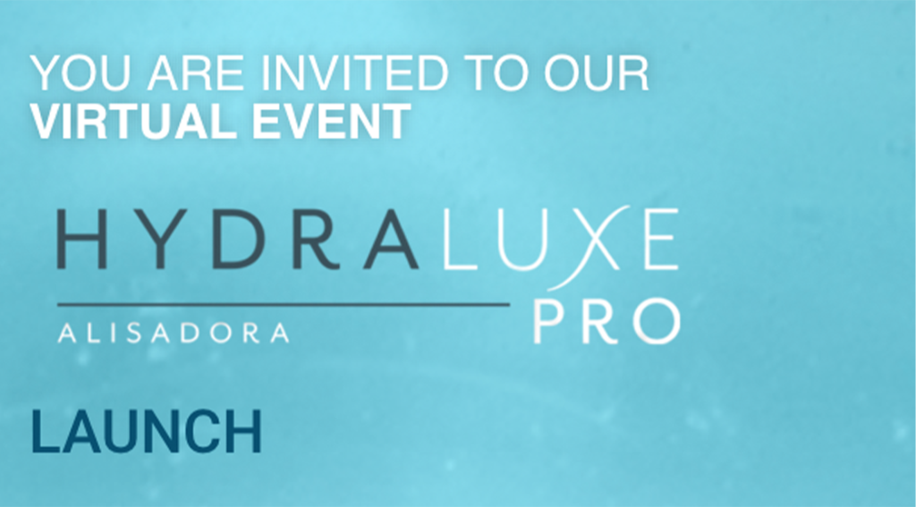 Hydraluxe banner with light blue background
