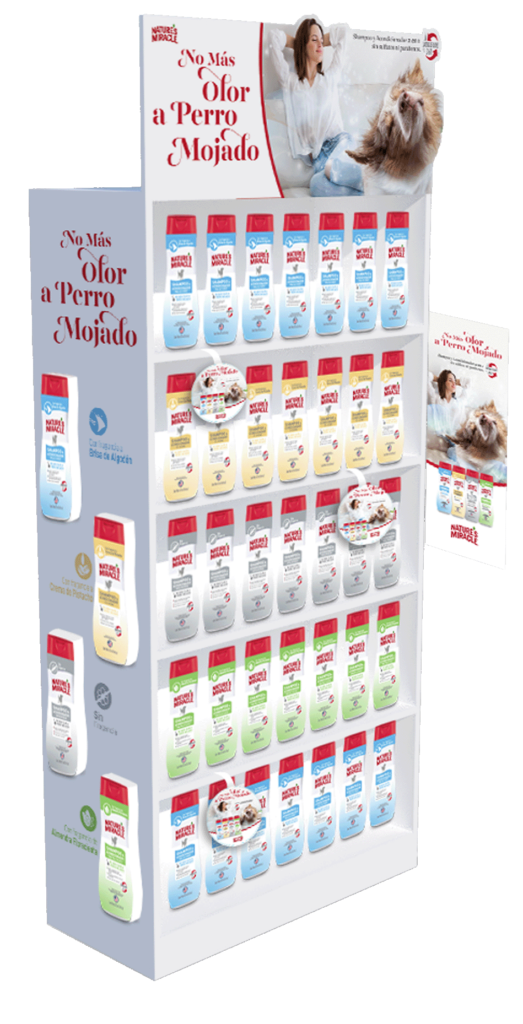 Natures Miracle POP mockup from the shampoo campaign "no more wet dog smell"