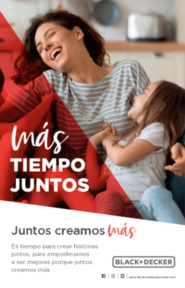 B+D key visual from the "more time together" campaign showing a happy mom with her children