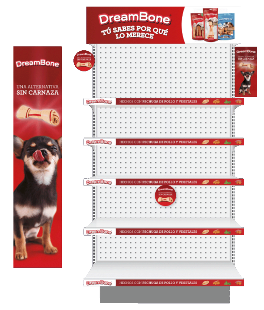 Dreambone POP from the campaign "you know why they deserve it" with image of a dog and the product