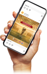 Hand holding a phone displaying the Lays instagram